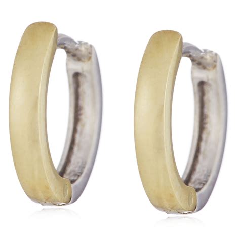 9ct Gold Bi Colour Reversible Huggie Earrings - QVC UK