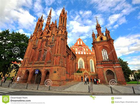 Facade Of Bernardine Gothic Church In Vilnius Lithuania Editorial