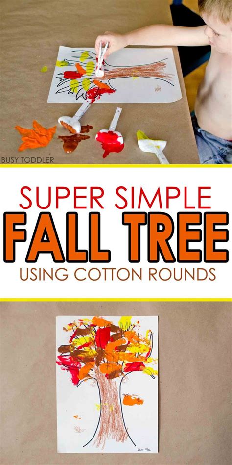 Simple Fall Tree With Cotton Rounds Busy Toddler Fall Art Projects