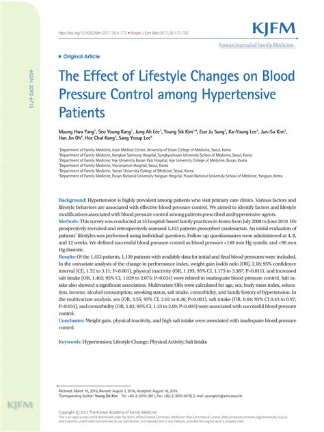 (PDF) The Effect of Lifestyle Changes on Blood Pressure ...