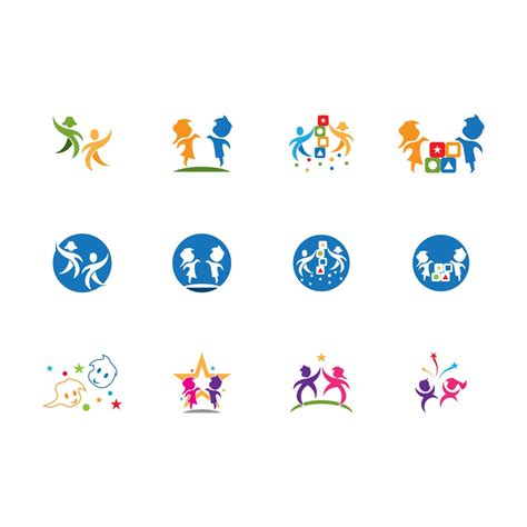 Happy Kids Logo Vector Template Illustration 14636223 Vector Art At