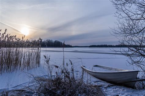 Sunset On Frozen Lake By Bzzup On Deviantart