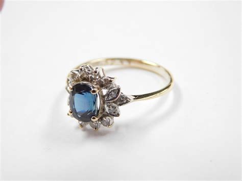 vintage 14k gold two tone 89 ctw natural sapphire and diamond ring from arnoldjewelers on ruby lane