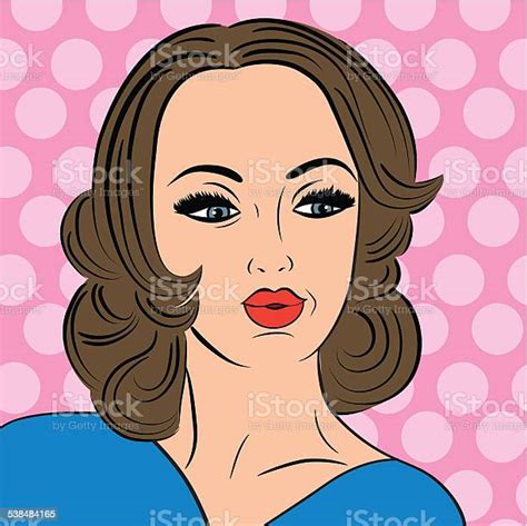 Pop Art Cute Retro Woman In Comics Style With Message Stock