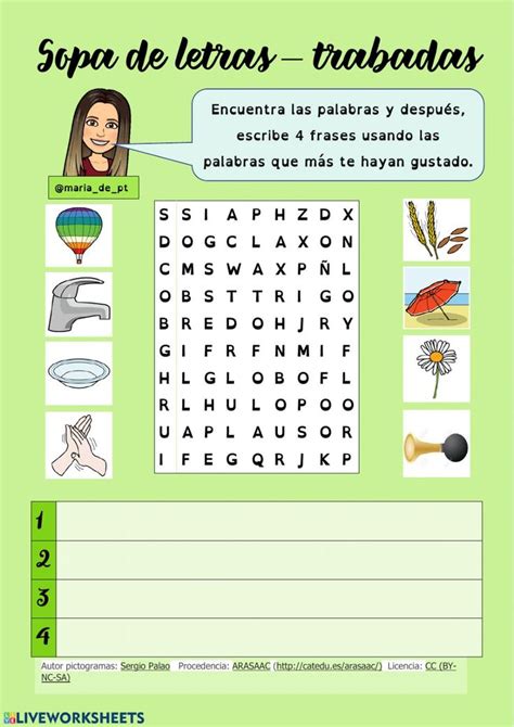 The Spanish Language Worksheet With Pictures And Words To Help Students