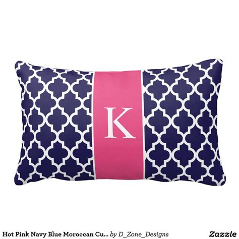 Hot Pink Navy Blue Moroccan Custom Monogram Lumbar Pillow Zazzle