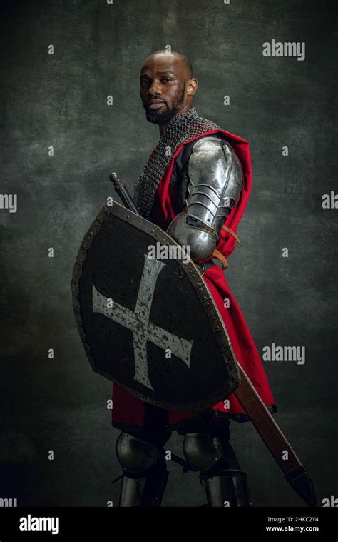 Medieval Knight Portrait Of Brutal African Man Medieval Warrior