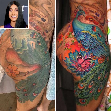 Cardi B Shows Off Peacock Hip Tattoo After Hours Of Pain