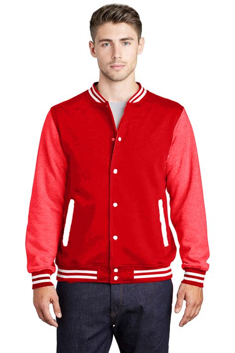 Varsity Jacket With Scarlet Wool Body And Warm Pink Leather Sleeves Letterman Jacket Varsity