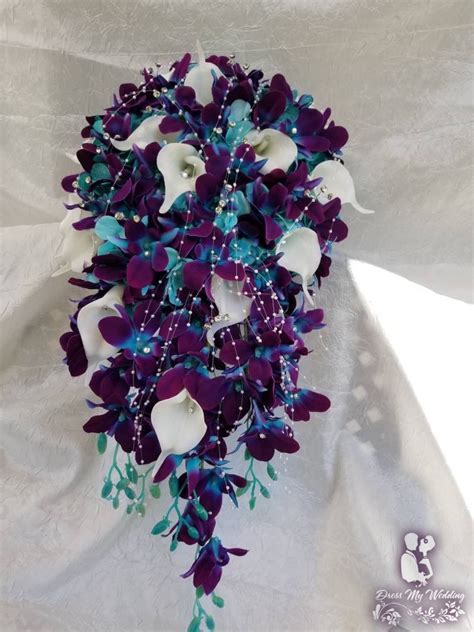 dress my wedding galaxy orchid and calla lily cascading bouquet