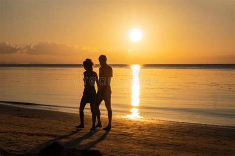The Image Of Two People In Love At Sunset Travel Concept Stock Image