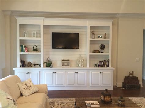 Built In Bookcase With Shiplap Back Living Room Built Ins Living