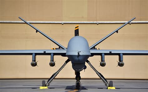 Military Us Air Force Mq 9 Reaper Unmanned Aerial Vehicle Armed With