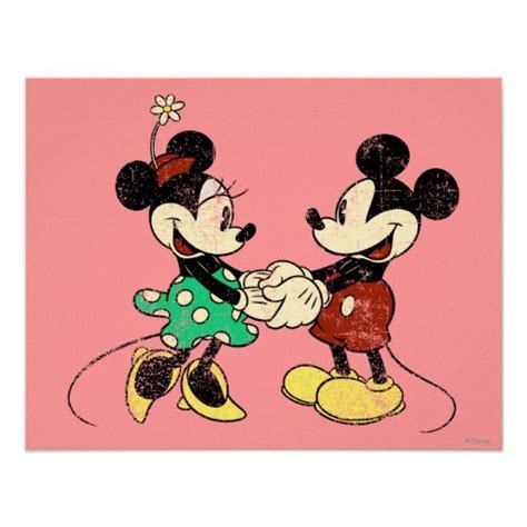 Vintage Disneyland Mickey And Minnie Couple Pin Red And White W Yellow