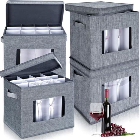 Amazon Com Uiifan Pcs Wine Glass Storage Box With Dividers