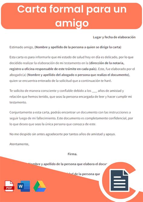 Carta Formal Para Un Amigo Rellena Online Word Pdf