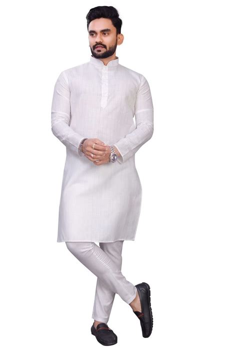 Casual Wear White Mens Pure Cotton Kurta Pajama Handwash At Rs 580piece In Surat