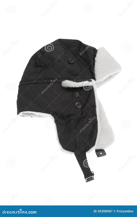 Black Winter Cap On White Background Stock Image Image Of Closeup