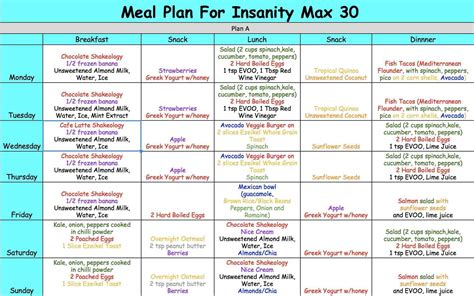 30 Day Healthy Meal Plan Calendar
