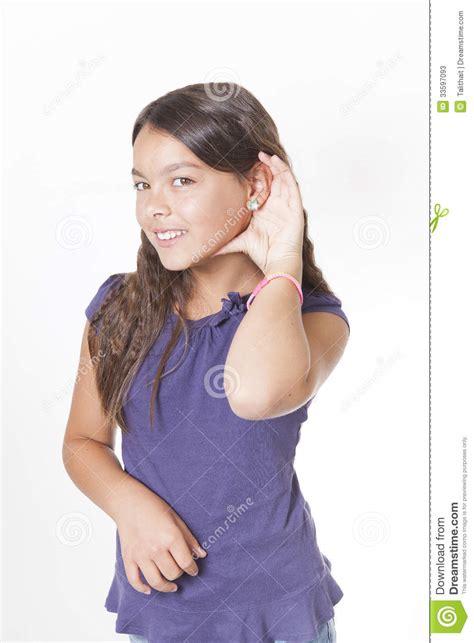 Girl Listening With Hand To Ear Stock Image Image Of Caucasian