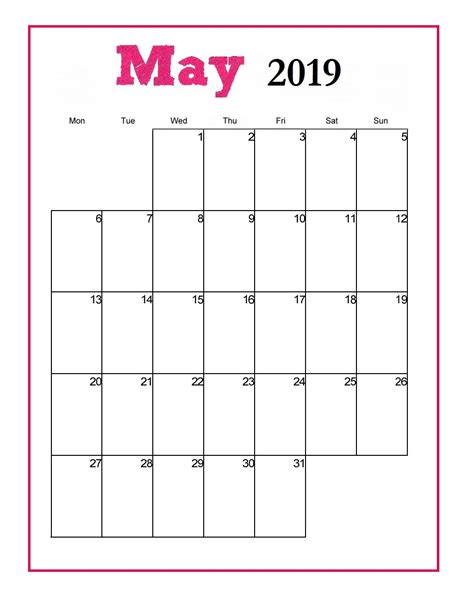 Check out our collection of vertical calendars. Printable May 2019 Vertical Calendar #may #may2019 ...