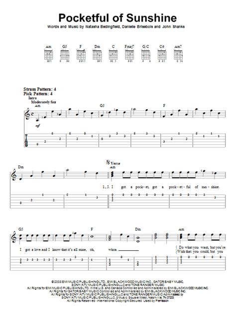 This album is, indeed, a pocketful of sunshine.not all people, or relationships, are bad. Pocketful Of Sunshine by Natasha Bedingfield - Easy Guitar ...