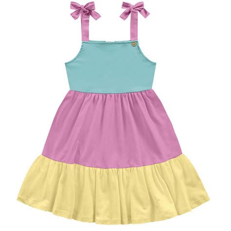 Vestido Infantil Verão Três Marias Colorido Tam 4 A 10 Fakini 4