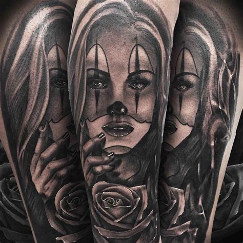 Artwotk Tattoo Chicano Clown Girl Chicano Tattoos Girl Tattoos Tatoos