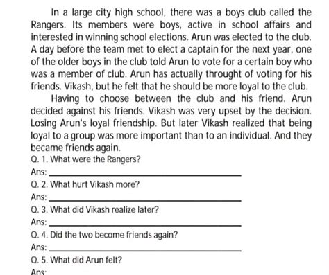 Read The Paragraph And Answer The Questions English Paragraph