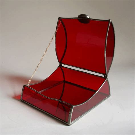 Stained Glass Jewelry Box Red Art Glass Etsy