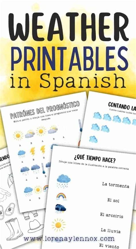 Weather Worksheets And Flashcards In Spanish For Preschoolers