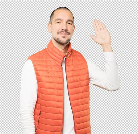 Premium Psd Young Man Waving With His Hand