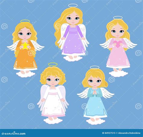 Angel Digital Clipart Set Angel Girls Baptism Vector Illustration