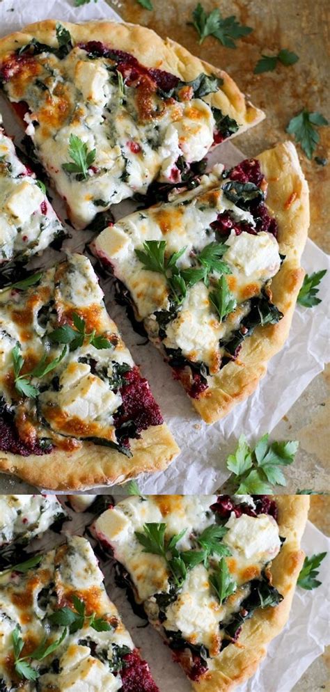 Bake pizza in the oven for 15 to 20 minutes until cheese and crust are slightly browned. Beet Pesto Pizza with Kale and Goat Cheese
