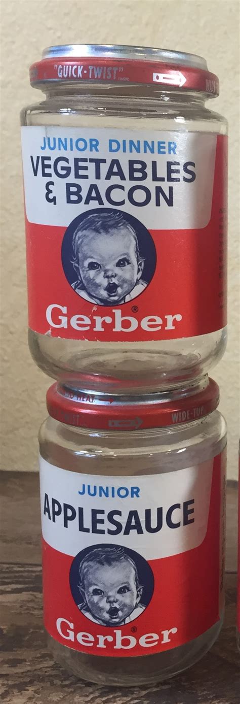 1960s Two Gerber Baby Food Jars Red White Blue Etsy