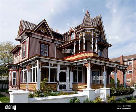 Beautiful Colorful Wooden Victorian Style Residential Building With