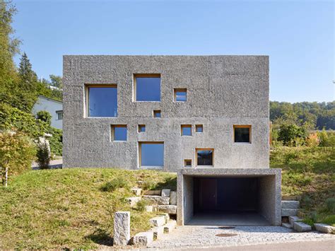 Modern Concrete House Puntured With Square Windows Digsdigs
