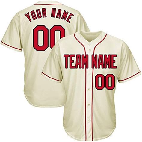 Custom Baseball Jersey Embroidered Your Names And Numbers Creamred