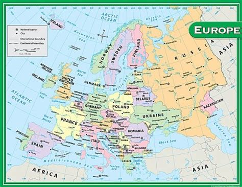 Swiftmaps Europe Wall Map Geopolitical Edition 18x22