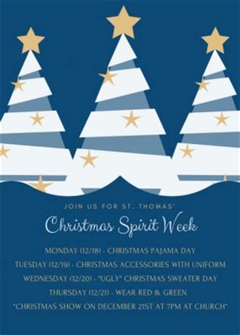 Gather 7 ways to get into the christmas spirit that will be sure to have you dancing with the sugar whether you find it easy or a little more difficult to get into the christmas spirit, i've gathered 7 ways. Christmas Spirit Week | St. Thomas the Apostle School