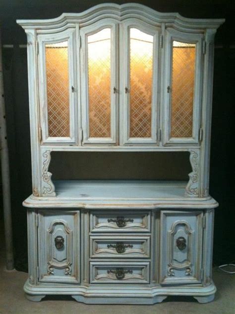 The large open storage space at the center displays your microwave or toaster oven. Hand Painted French Blue China Cabinet..Distressed and ...