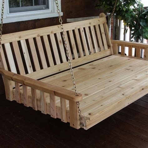 Aandl Furniture Fanback 4 Foot Cedar Outdoor Swing Bed Stained Porch