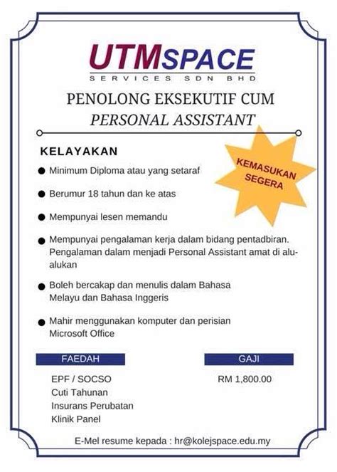 Jawatan kosong terkini & temuduga terbuka 2021 #jawatankosong #kerjakosong #vacancy #temuduga #career #job #jawatan #interview #recruitment #resume #carikerja | twuko. UTMSPACE Services Sdn Bhd - Home | Facebook