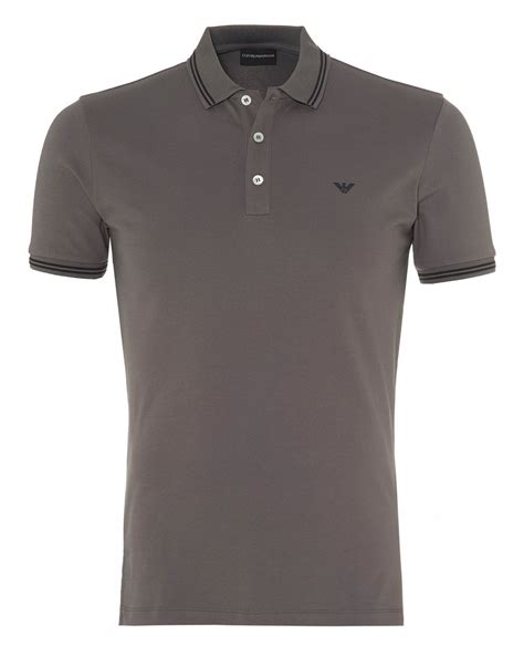 Latest styles for men from emporio armani. Emporio Armani Mens Tipped Slim Fit Polo Shirt, Grey Polo