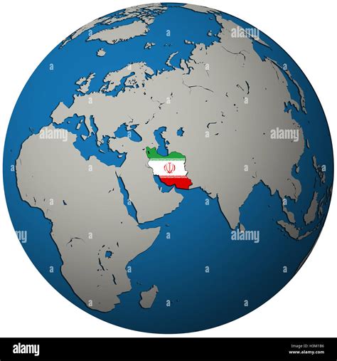 Iran Territory With Flag On Map Of Globe Stock Photo Alamy