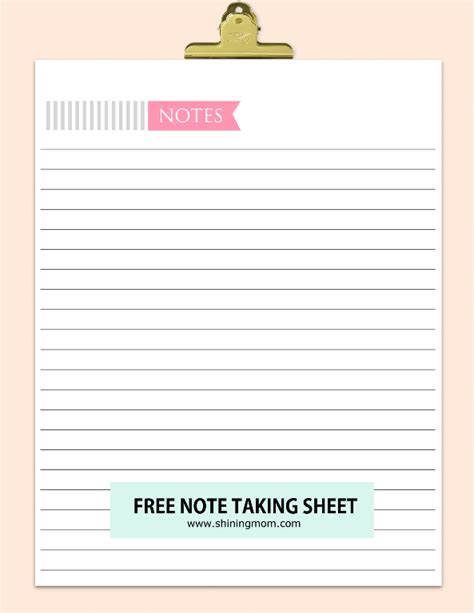 Printable Notes Page Pdf