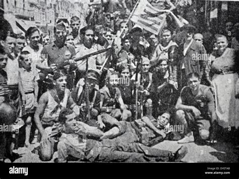 Republican Militia Soldiers In Madrid During The Spanish Civil War