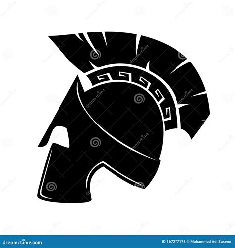 Seamless Spartan Helmet Profile View Black And White Vector Stock
