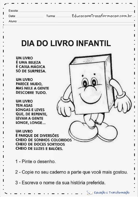Atividades Dia Do Livro Emilia