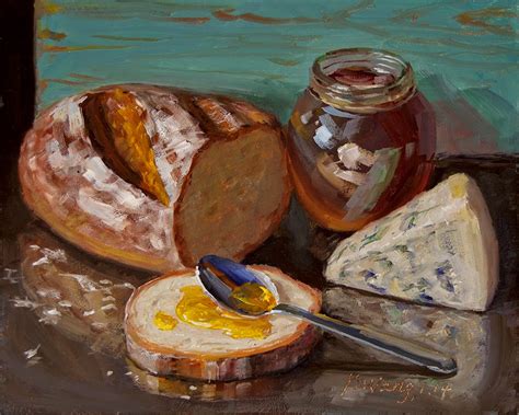 Wang Fine Art Bread With Honey And Cheese Daily Painting A Painting A